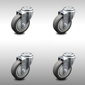 Service Caster 4 Inch SS Thermoplastic Rubber Wheel Swivel Bolt Hole Caster Set SCC-SSBH20S414-TPRB-4